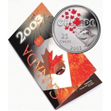 2003 - 25 Cents coin Canada Day Colorized