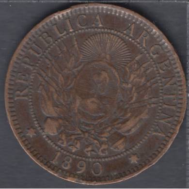 1890 - 2 Centavos - Rim nick - Argentina
