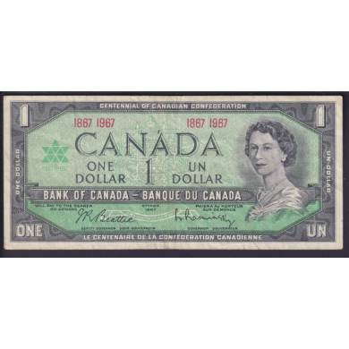 1867 1967 $1 Dollar - VF - Beattie Rasminsky
