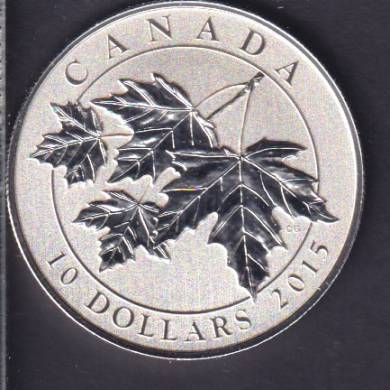 2015 - $10 - Pice de 1/2 oz en argent fin - Feuilles d'rable canadiennes