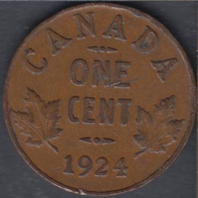 1924 - F/VF - Canada Cent
