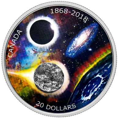 2018 - $20 - 1 oz en argent pur avec mtorite - 150e anniversaire de la Socit royale d'astronomie du Canada