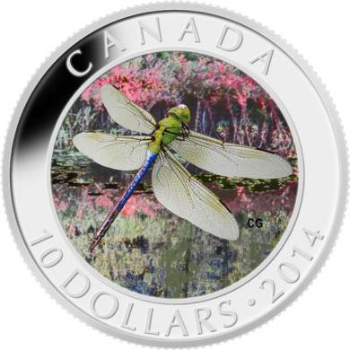 2014 - $10 - 1/2 oz. Fine Silver Hologram Coin - Green Darner Dragonfly