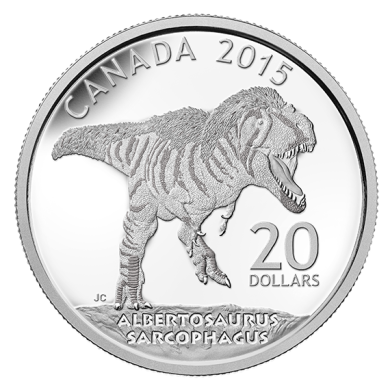 2015 - $20 - Pièce de 1 oz en argent fin – Dinosaures du Canada : Albertosaurus