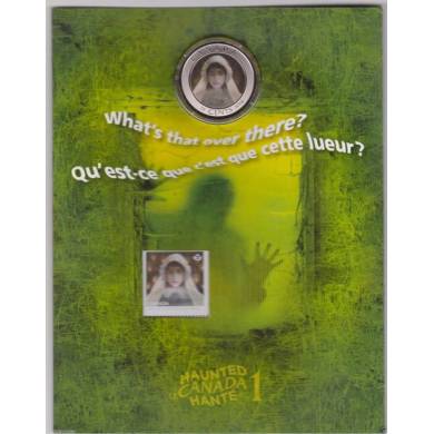 2014 - 25¢ - Pièce colorée holographique - Le Canada hanté : La mariée fantôme et Timbre