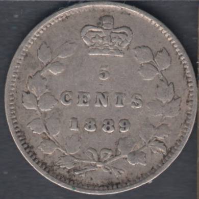 1889 - F/VF - Canada 5 Cents