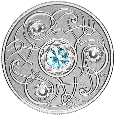 2020 - $5 - March Birthstone - Pure Silver Coin made with Swarovski Crystals