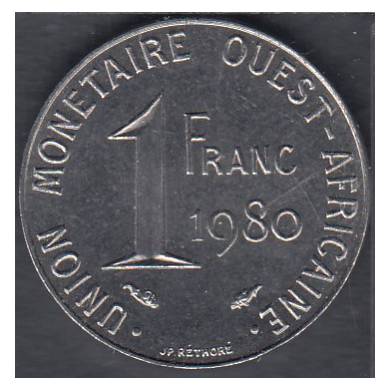 1980 - 1 Franc - B. Unc - Afrique de l'Ouest tats