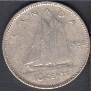 1950 - F/VF - Rotated Dies - Canada 10 Cents