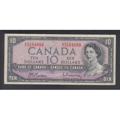 1954 $10 Dollars - VF - Beattie Rasminsky - Prefix D/V