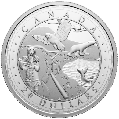 2024 - $20 - Pice en argent pur  Voici le Canada : Merveilleuses tendues d'eau  La cte de l'Arctique