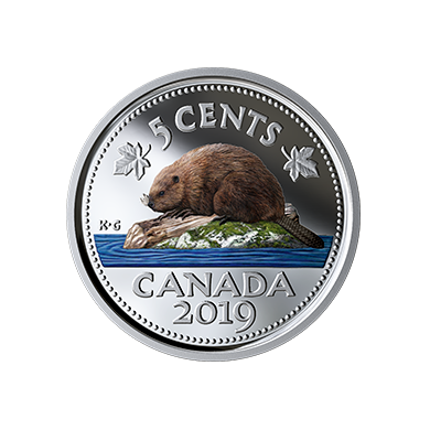 2019 - Proof - Col. - Fine Silver - Canada 5 Cents