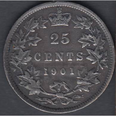 1901 - VF/EF - Endommag - Canada 25 Cents