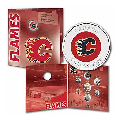 2008 Flames Calgary NHL Ensemble Souvenir - $1 Dollar Coloré  - 7 Pieces