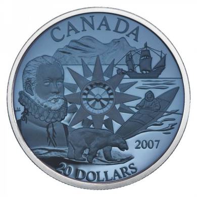 2007 - $20 -  Année international de l'ours Polaire Pièce en argent Sterling Rehaussée de Plasma