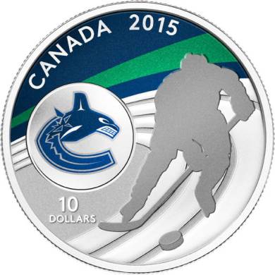 2015 - $10 - 1/2 oz. Fine Silver Coin - Vancouver Canucks