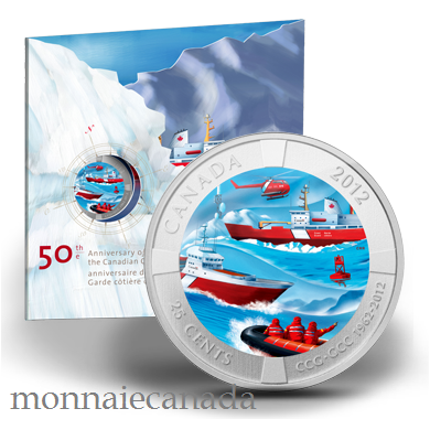 2012 - 25-Cent Coloured Coin - 50th Anniversary of the Canadian Coast Guard