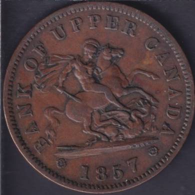 1857 - EF - Bank of Upper Canada - One Penny Token - PC-6D