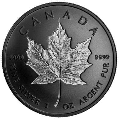 2020 - $20 - 1 oz. Pure Silver Coin - Rhodium-Plated Incuse Silver Maple Leaf