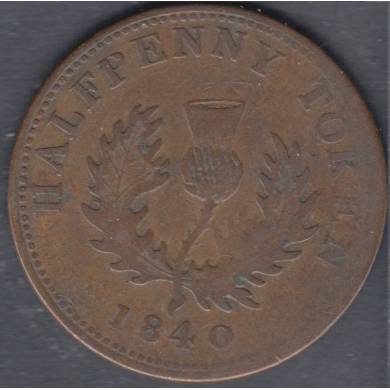 1840 - VG - Victoria Half Penny Token - Province of Nova Scotia - NS-1E2