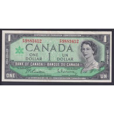 1867 1967 $1 Dollar - EF-AU - Beattie Rasminsky- Prfixe F/P