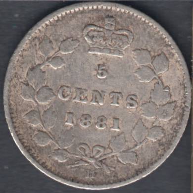 1881 H - VF - Canada 5 Cents