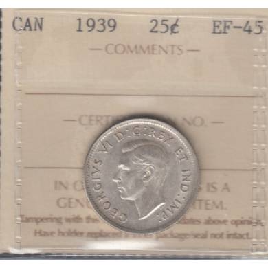 1939 - EF-45 - ICCS - Canada 25 Cents