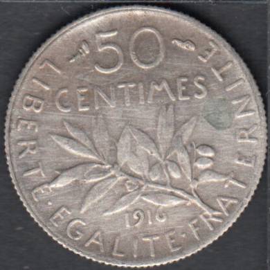 1916 - 50 Centimes - Polished - France