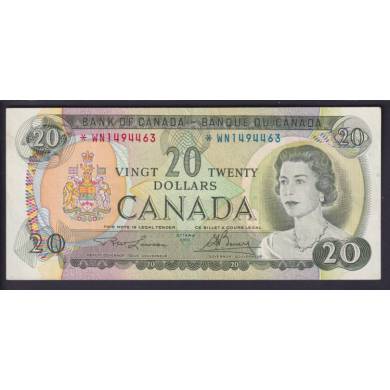 1969 $20 Dollars - EF/AU - Lawson Bouey - Prefix *WN - Replacement