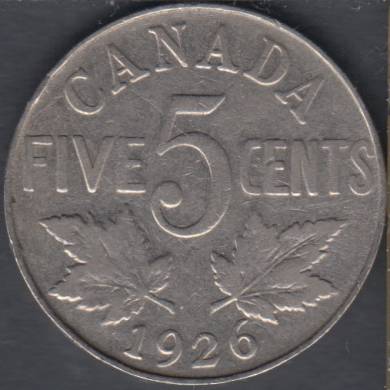 1926 - N '6' - VG - Canada 5 Cents