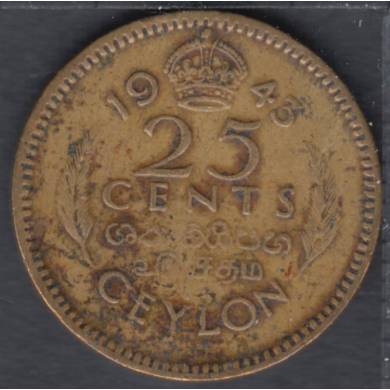 1943 - 25 Cents - Ceylan