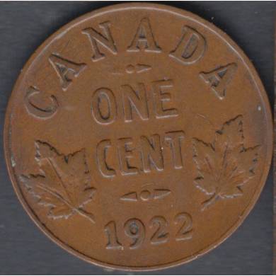 1922 - VG/F - Canada Cent