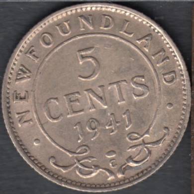 1941 C - EF - Rotated Dies - 5 Cents - Terre Neuve