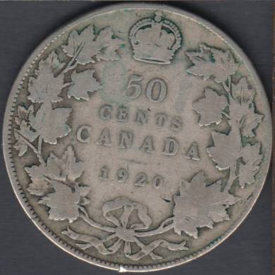 1920 - VG - Small '0' - Canada 50 Cents