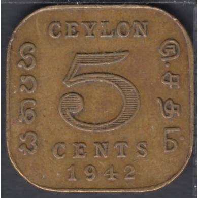 1942 - 5 Cents - Ceylon