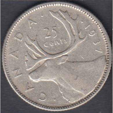 1937 - F/VF - Rotated Dies - Canada 25 Cents