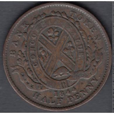 1844 - VF - Half Penny - Token Bank of Montreal - Province of Canada - PC-1B1