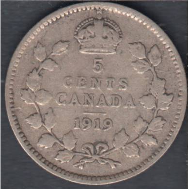 1919 - VG/F - Canada 5 Cents