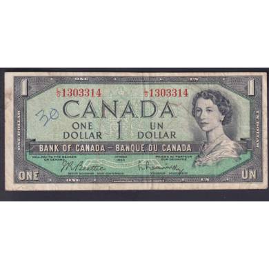 1954 $1 Dollar - Fine - Beattie Rasminsky - Prfixe L/O