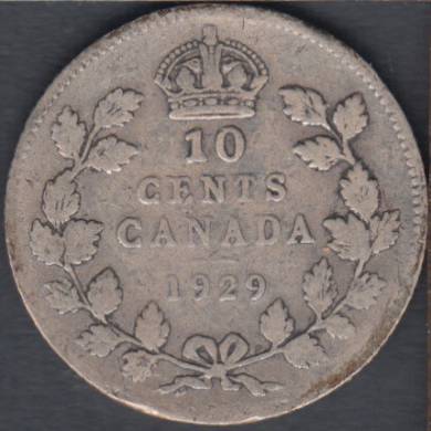 1929 - VG - Scratch - Canada 10 Cents