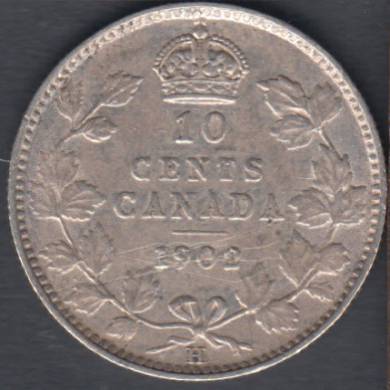 1902 H - VF - Scratch - Canada 10 Cents