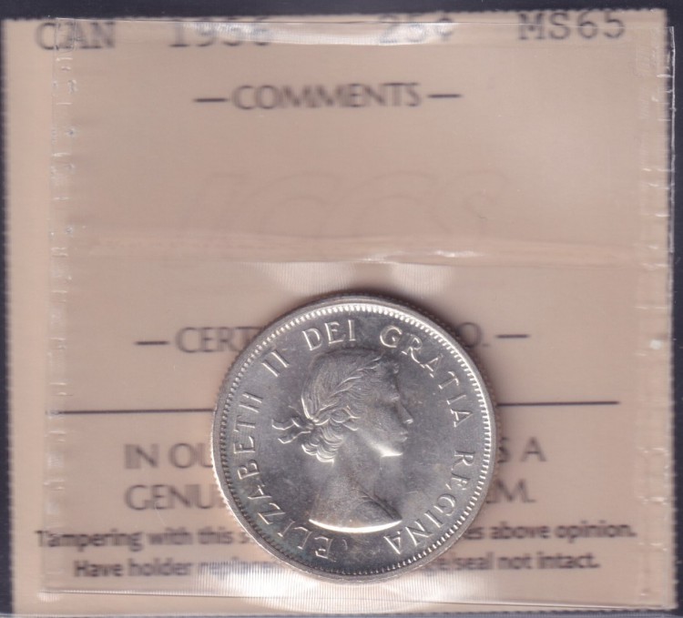 1956 - MS 65 - ICCS - Canada 25 Cents