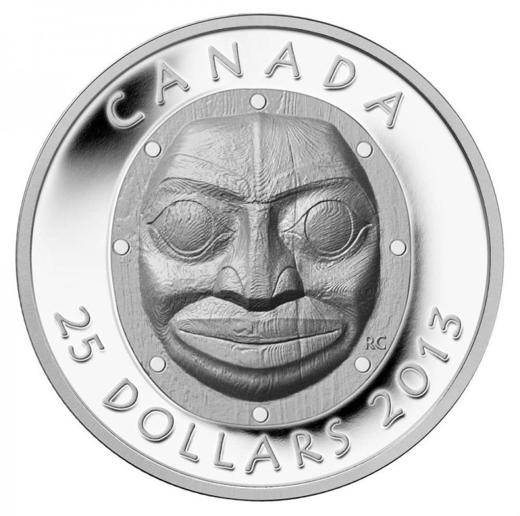 2013 - $25 - Fine Silver Ultra High Relief Coin - Grandmother Moon Mask
