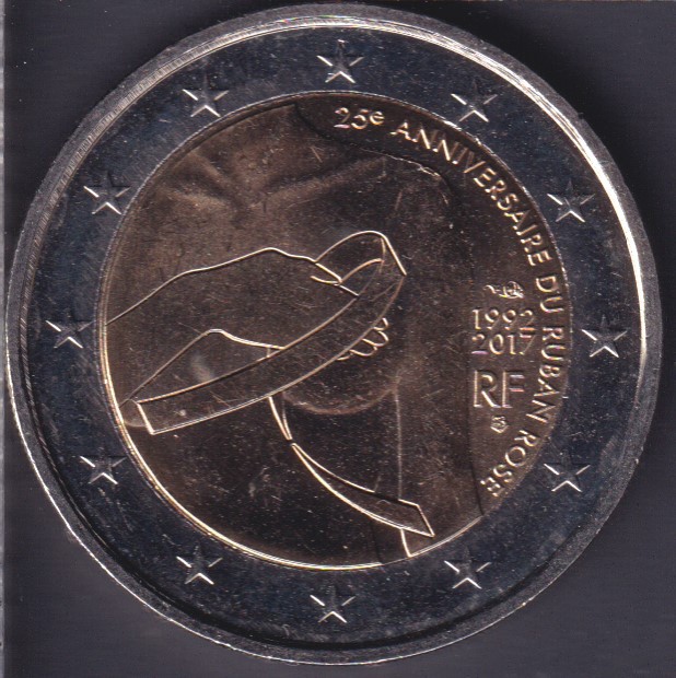 2017 France 2 Euro 25e Anniversaire Ruban Rose Canada Coins