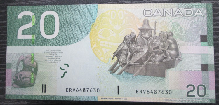 2008 $20 Dollars - UNC - Jenkins Carney - Prefix ERV - Canada Coins
