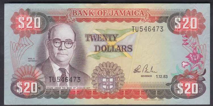 1983 Jamaica - $20 Dollars - EF/AU
