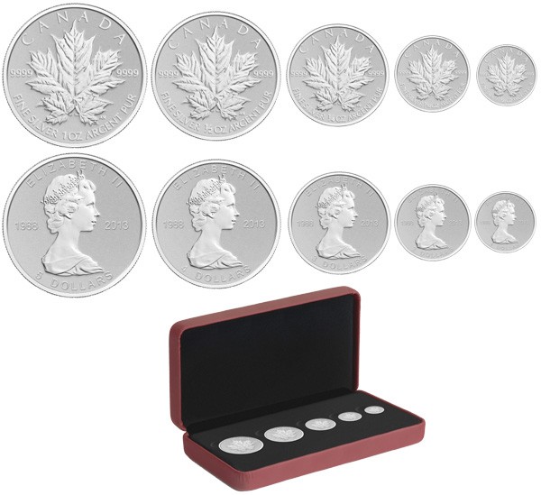 2013 - Fine Silver Maple Leaf - 25th Anniversary Fractional Set