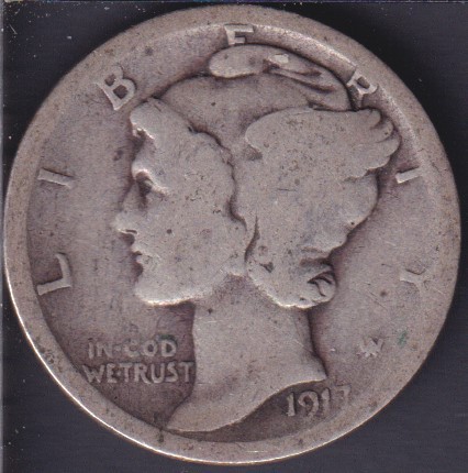 1917 D - Mercury - 10 Cents