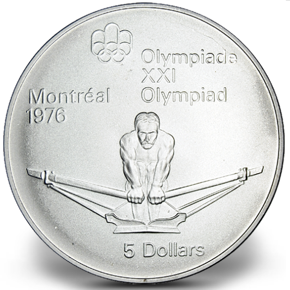 1976 - #12 (1974) - $5 - Sterling Silver Coin, Montreal Summer Olympic Games, Rowing
