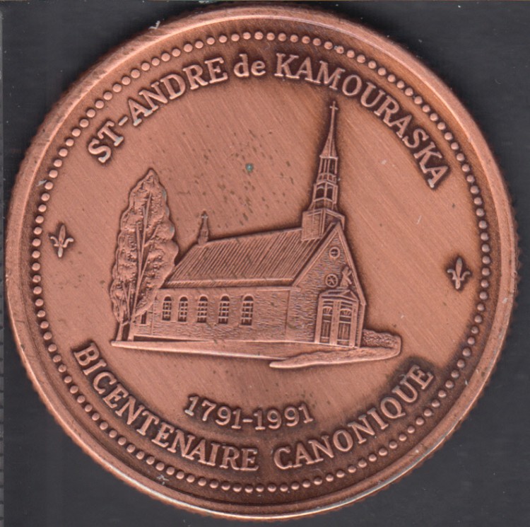 Saint-André-de-Kamouraska - 1991 - 1771 - 200e Ann. Paroisse de St-André-de-Kamouraska - $2 Trade Dollar - Bronze - RARE